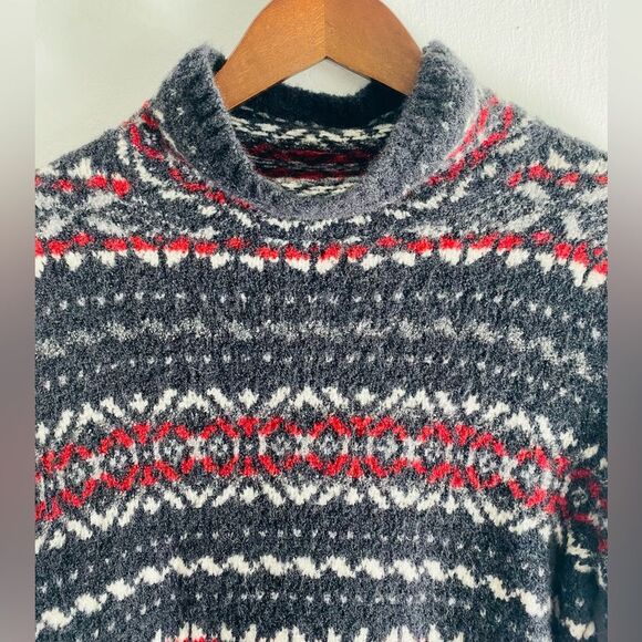 Neve Fair Isle Nordic print Wool blend Cozy Sweater Mock neck Size Medium - Picture 3 of 7